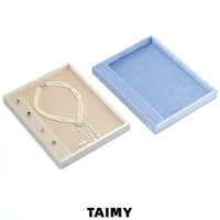 Plateau à bijoux en velours en gros avec fente pour bagues, logo personnalisé, plateau de rangement pour bijoux de vente au détail, plateau de présentation pour vitrine de bijoux