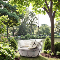 Meubles de jardin extérieurs modernes imperméables piscine Patio salon lit de soleil Villa hôtel corde en aluminium tissé balançoires lit de repos