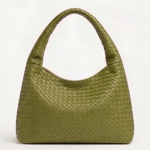 Sac fourre-tout hobo en cuir véritable tressé pour femme, style anglais, avec fermeture éclair et chaînes, sac à bandoulière de luxe personnalisé, vente en gros - Product Image 1