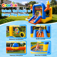 Château gonflable COCOFISH en PVC pour enfants, 4-en-1 avec toboggan, structure gonflable d'extérieur pour fête d'anniversaire dans la cour