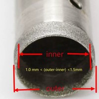 Foret diamanté de précision à paroi mince, électroplaqué, 4-50 mm, finition nickel, tige argentée, pour perçage du verre