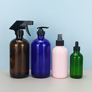 Stocked 500ml/16oz Transparent amber Boston round Glass <b>Mist</b> Spray <b>Bottle</b> Empty & Refillable with Trigger Pump Sprayer - Product Image 6