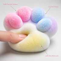 Jouets Squishy Patte de Chat Moelleuse à Rebond Lent, Surface Douce et Dégradée Pastel, Anti-Stress pour Bureau