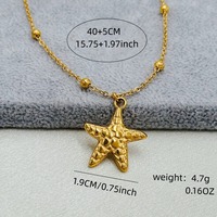 Colliers étanches anti-décoloration en acier inoxydable avec perles dorées et breloques marines pour tenues de vacances en bord de mer