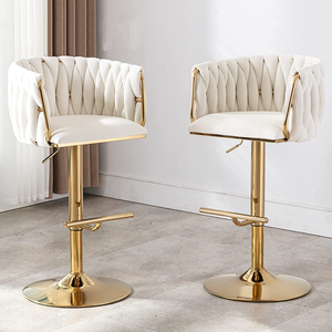 Chaise haute <span class=keywords><strong>de</strong></span> luxe moderne ascenseur <span class=keywords><strong>rotatif</strong></span> hôtel café maison <span class=keywords><strong>tabouret</strong></span> <span class=keywords><strong>de</strong></span> <span class=keywords><strong>bar</strong></span> personnalisé en velours avec cadre en métal tissé corde - Product Image 5