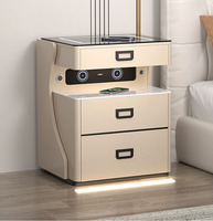 Table de chevet intelligente avec haut-parleur Bluetooth, recharge sans fil, empreinte digitale et mot de passe, technologie moderne de luxe pour la chambre à coucher