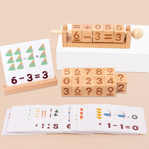 Jouets éducatifs lettres d'apprentissage rotatives blocs <span class=keywords><strong>de</strong></span> <span class=keywords><strong>lecture</strong></span> en bois blocs Montessori avec cartes flash mot - Product Image 4