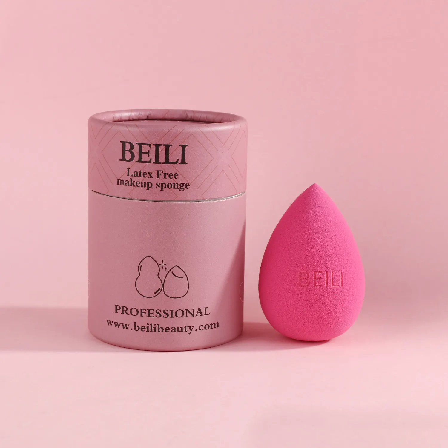 Beili Op Maat Gemaakte Roze Make-Up Spons Gepersonaliseerd Latex Gratis Beauty Cosmetisch Veganistisch Make-Up Sponsset Private Label