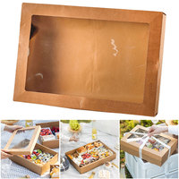 Boîte d'emballage en papier kraft avec fenêtre transparente, boîte à gâteau transparente pour la pâtisserie, les desserts, les biscuits, les gâteaux aux fruits
