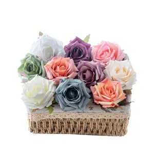 Mini gül yapay çiçek kafaları düğün süslemeleri DIY el sanatları için Stemless güller