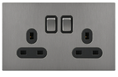 แผงควบคุมสแตนเลสแบบสัมผัสสำหรับบ้าน/โรงแรม พร้อมเต้ารับแบบอังกฤษสองช่องและสวิตช์ 2 ทาง มาตรฐาน IP20 ดีไซน์ทันสมัย - Product Image 3