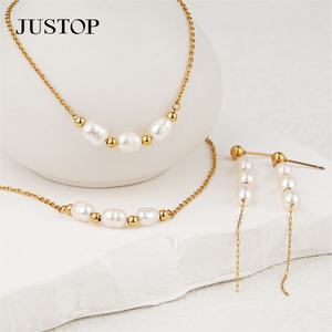 Wholesale Custom PVD 18K 24K Gold Natural <b>Pearl</b> Shell Freshwater <b>Earrings</b> Bracelet Fashion Jewelry Custom <b>Pearl</b> <b>Necklace</b> - Product Image 3
