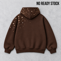 Sweat-shirt à capuche surdimensionné en molleton épais 100 % coton 425 g/m² pour homme, style streetwear, avec strass, vente en gros OEM