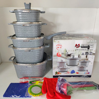 Batterie de cuisine de luxe 21 pièces en aluminium, nouvelle collection, casseroles écologiques pour usage domestique, incluant une marmite et une cocotte carrée – Vente Flash