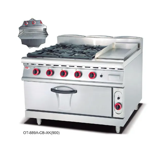 gas burner with 4 burner an flat grill and gas oven stove kitchen machine