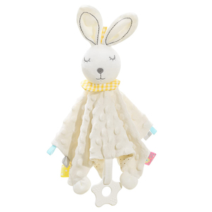 Doudou de sécurité pour bébé avec anneau de dentition, couverture de confort en peluche douce Minky, jouet sensoriel pour nouveau-né, cadeau pour nourrisson, motif animal - Product Image 2