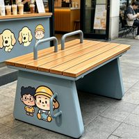 Banc d'extérieur long avec crochets à motif chiot, chaises de table personnalisables pour café pour animaux, zone d'activités et de repos