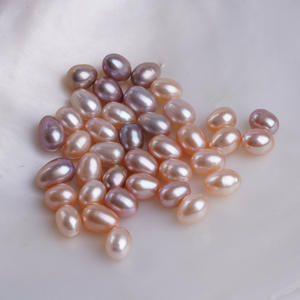 Perles de riz naturelles roses et violettes de 6-7 mm, perles d'eau douce, perles en vrac pour la fabrication de boucles d'oreilles et de colliers, perles nues en gros - Product Image 1