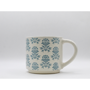 แก้วเซรามิกเพ้นท์มือ แก้วกาแฟและนมทำมือ ลายศิลปะสีขาวทันสมัย แก้วพอร์ซเลน - Product Image 1