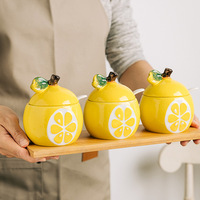 Ensemble de pots à épices en céramique en forme de fruits créatifs et mignons, bouteille à épices, pot à sel, ustensiles de cuisine avec couvercle et cuillère