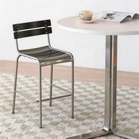 Chaises de bar style Bauhaus du milieu du siècle avec dossier, tabourets en fer antique pour salons de thé, cafés et repas en plein air