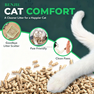 Benjie Custom Flavored Pine Wood Debris <b>Cat</b> <b>Litter</b> Flushable Highly Adsorbent Dust-Free Rapid Clumping Easy-to-Clean 5kg <b>Cats</b> - Product Image 4