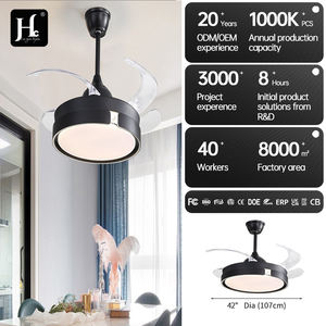 Ventilador de Techo Moderno con Diseño Decorativo de 48 Pulgadas, Motor Puro, Aspas Retráctiles Invisibles, Silencioso, con Luces, Lámpara de Techo Redonda para Sala de Estar - Product Image 4