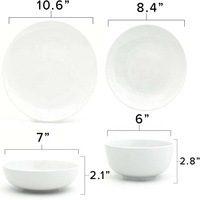 Assiettes à dîner de mariage en céramique blanche, d'assiettes rondes de 8 pouces, vaisselle de mariage en porcelaine