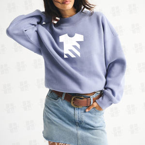 Sudadera Corta Personalizada para Mujer, Cuello Alto Simulado, Hombros Caídos, Estilo Holgado, Suave y Cálido, de Algodón y Felpa, Sudadera Extra Grande con Cuello Alto - Product Image 4