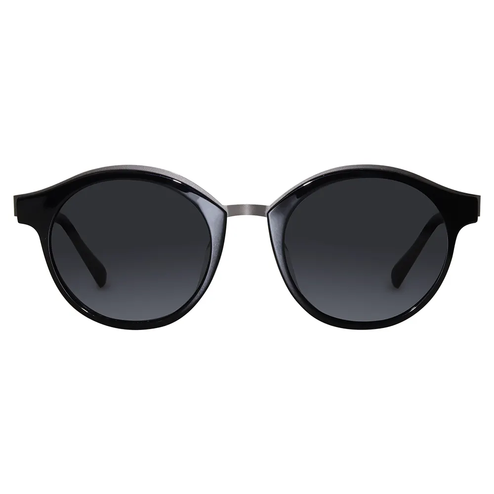 Yeetian Brands Women Custom Round Trendy Black Polarized Acetate Designer Sunglasses