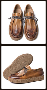 Primavera nuova pelle morbida abiti da lavoro Casual <span class=keywords><strong>scarpe</strong></span> in pelle punta tonda stringate moda tacco piatto <span class=keywords><strong>scarpe</strong></span> da uomo fatte a mano da uomo - Product Image 4