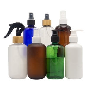 100ml 150ml 250ml 500ml 8oz Cosmetic Packaging Lotion Shampoo Pet Plastic Bamboo Lid Pump Screen Printing Free - Product Image 4