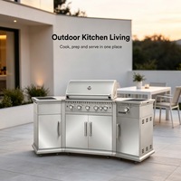 Barbecue au gaz propane infrarouge pour îlot de cuisine extérieur, 6 brûleurs, 58 000 BTU, chaleur uniforme, barbecue commercial pour patio