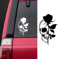2 autocollants décoratifs universels en PVC auto-adhésifs, imperméables, écologiques, couleur personnalisée, crâne rose, pour vitres et carrosserie de voiture