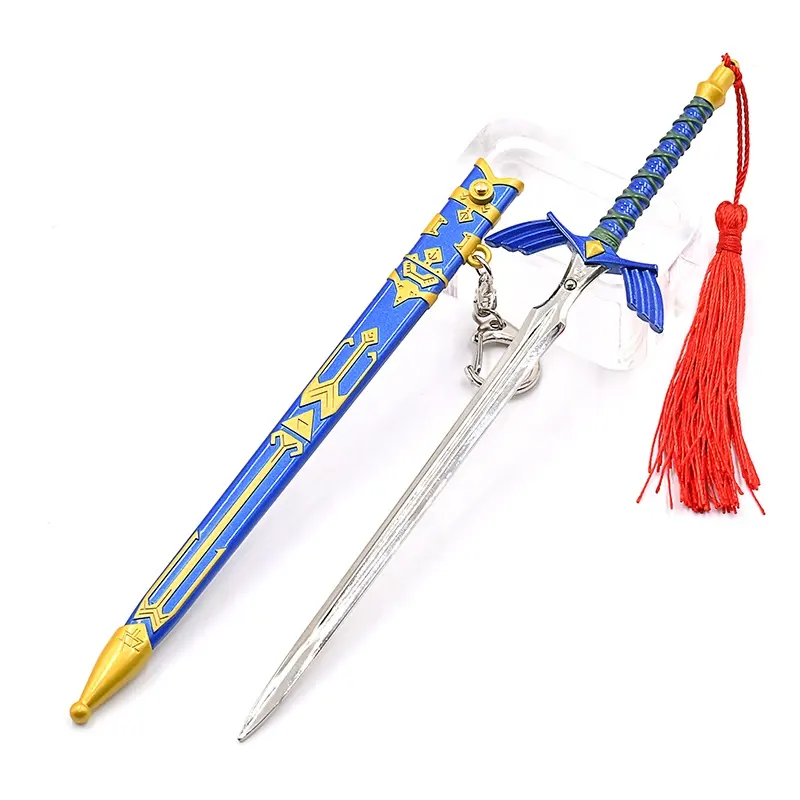 Popüler kılıç mavi versiyonu efsaneler Zeldas Skyward kılıç 22cm Metal alaşım Mini Katana için Cosplay