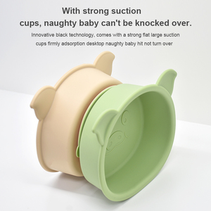 Durable Kids Suction Bowl With Lid Solid Pattern Easy Clean Dishwasher Safe Bpa Free Soft Non Toxic New Design Wholesale Baby Pr - Product Image 1