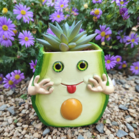 Ondeugende Avocado Vrolijk Gezicht Harsen Bloempot Ornament Handgemaakt Beeldje Lente Smaak Groene Plant In Pot voor Thuis Kantoor Woonkamer
