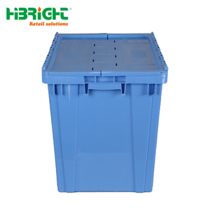 Heavy Duty Plastic Logistics <b>Crate</b> Durable <b>Stackable</b> Moving Tote with Reinforced Base and Integrated Lid - Product Image 3