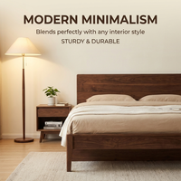Lit double moderne minimaliste en bois massif avec grand rangement |   Lit multifonctionnel de luxe personnalisable pour la maison et l'hôtel