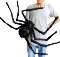 Grande décoration d'araignée en peluche 3D en coton pour Halloween, décoration d'araignée géante d'horreur pour l'extérieur, jouet en peluche noir de 30 à 200 cm