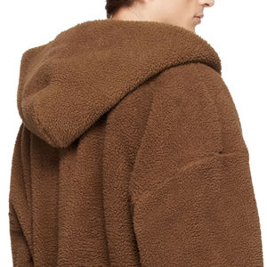 Sudadera Corta con Cremallera y Capucha de <span class=keywords><strong>Forro</strong></span> <span class=keywords><strong>Polar</strong></span> Marrón para Hombre, OEM - Product Image 6