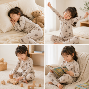Conjunto de Pijama de Algodón Orgánico con Temática Vaquera de Alta Calidad Directo de Fábrica, Pijamas para Niños, Conjunto de Dormir de Algodón Transpirable para Niños, ODM - Product Image 3