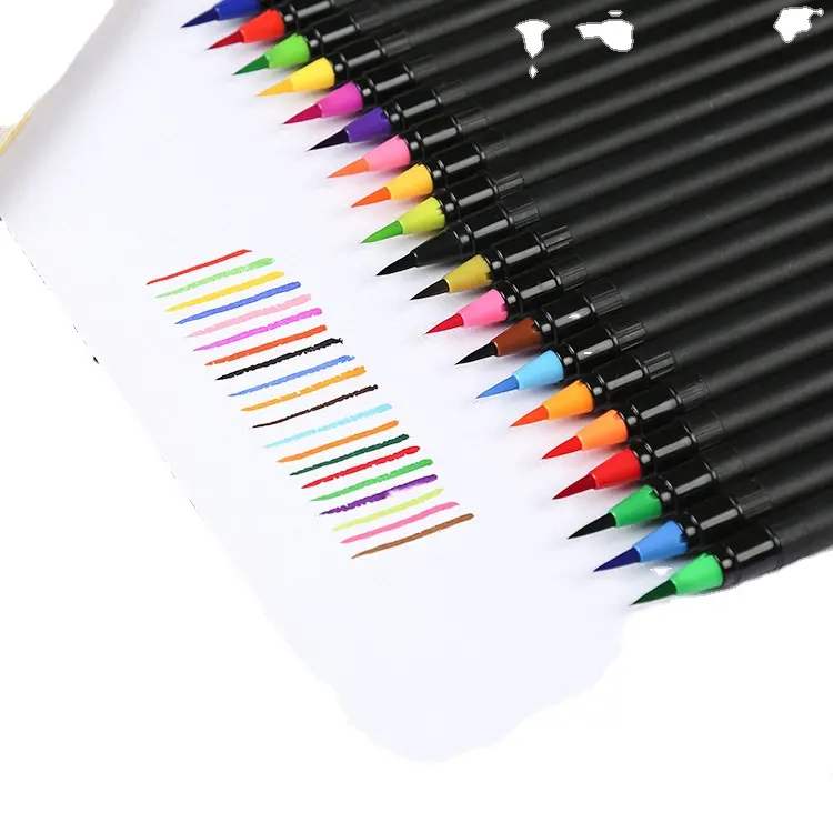프로모션 24 색 수채화 펜 듀얼 팁 세부 수채화 마커 색칠 음영 수채화 브러쉬 펜 재고 있음