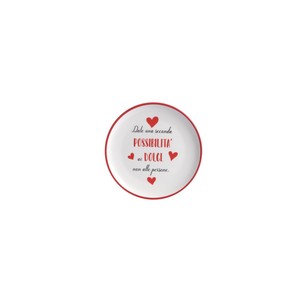 Assiette à dessert en céramique 28 cm avec citation inspirante et design de cœurs rouges - Product Image 1