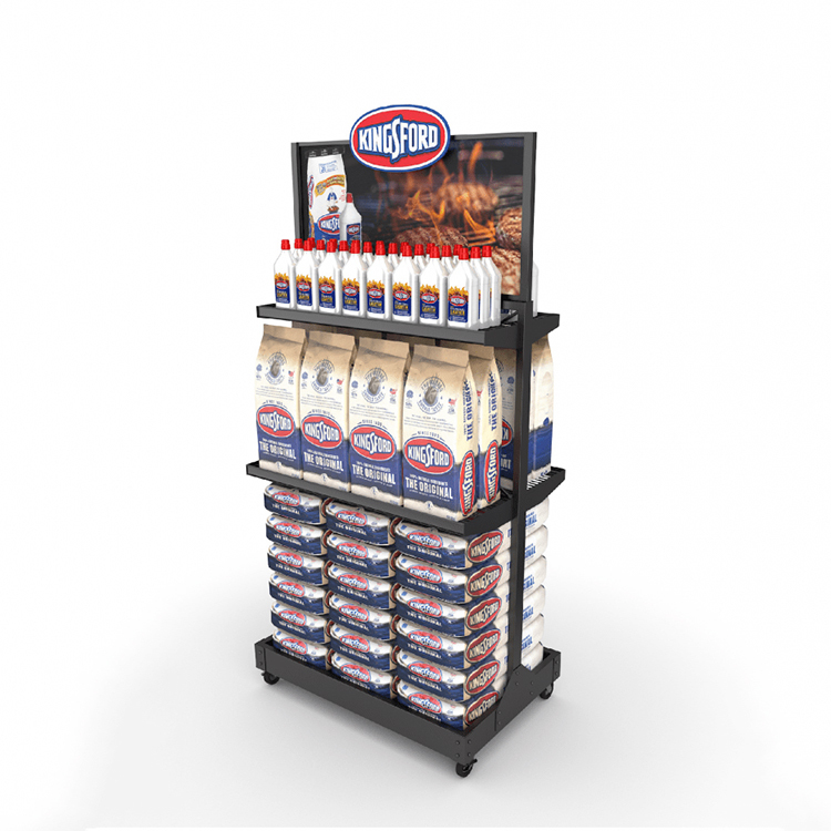 Customized Free Standing Metal Wire Display Stand Bakery Display Racks With Wire Baskets for Supermarket — view 4