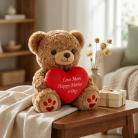 Ours en peluche pour la fête des mères, jouet en peluche doux avec cœur rouge, cadeau pour maman