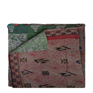 Sari Indio Tradicional Hecho a Mano, Vintage, de Algodón, Acolchado Estilo Bengali Kantha - Product Image 1