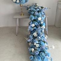 Chemin de table en fleurs artificielles J-FR040 pour décoration de mariage, chemin de table en fleurs de soie, chemin de table en fausses fleurs, chemin de table floral pour allée de mariage