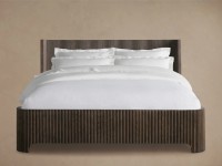 Modernes Luxus-Massivholzbettgestell Designer Geriffeltes Plattformbett für Schlafzimmer-Sets Luxus-Hotel-Villa-Möbelstück