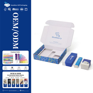 Caja de Envío Personalizada Azul para Productos de Cuidado de la Piel con Inserto de Papel para Set de Regalo de Cosméticos, Empaque para Comercio Electrónico con Logotipo - Product Image 1